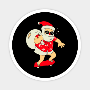 Christmas Skateboarding Santa Magnet